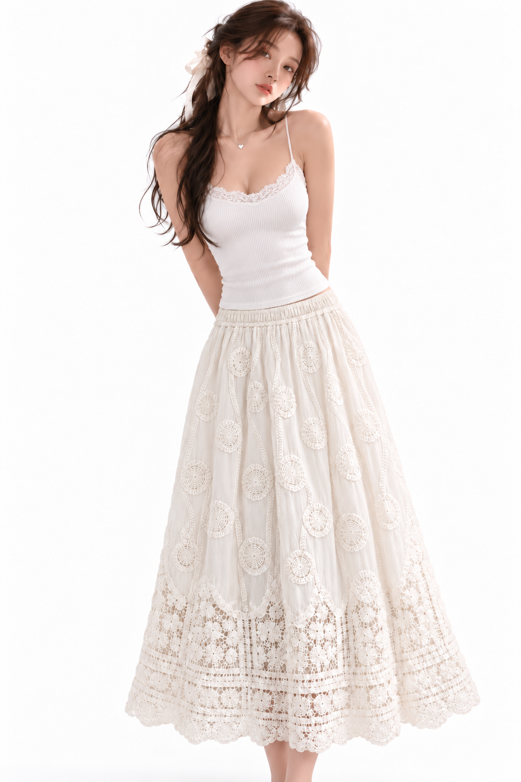 Lace Trim Ribbed Cami